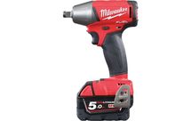 Boulonneuse à chocs MILWAUKEE M18FIWF12-502X - 18V 5.0Ah + 2 batteries, chargeur, en coffret - 4933451071