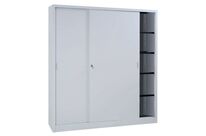 Manutan Expert - Armoire Métal Haute Coulissante 180x200cm Gris Clair - 2 Portes, 8 Tablettes, Charge 60kg/tablette, Serrure, Garantie 10 ans
