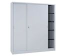 Manutan Expert - Armoire Métal Haute Coulissante 180x200cm Gris Clair - 2 Portes, 8 Tablettes, Charge 60kg/tablette, Serrure, Garantie 10 ans