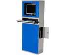 Armoire informatique d'atelier - Écran plat Gris/Bleu - 650x330x1630mm - Charge 70kg - Acier - 2 tablettes