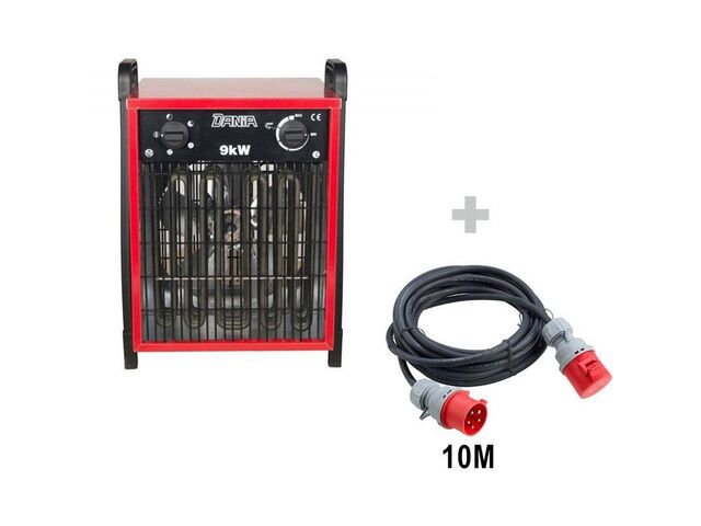 PACK Chauffage mobile électrique DANIA 9 kW + Rallonge 10 m 400 V - INELCO/HEATCOM