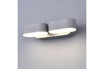 Applique murale LED 2x6W IP54 Orientable - Blanc Neutre 4000K - 5500K / Gris