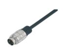 M16 cordon surmoulé mâle, Contacts: 8, blindé, IP67, PUR, noir, 8 x 0,25 mm², 2 m