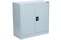 Manutan Expert - Armoire Basse Métal Gris - 90x90x40cm - 2 Portes Battantes - Serrure à Clé - Garantie 10 Ans
