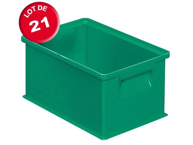 Lot de 21 caisses plastiques CP 8.7 litres vertes