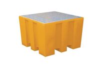 Manutan Expert - Bac de rétention plastique 1000L caillebotis galva - 4 fûts / 1 GRV - 1500 kg charge statique - Orange