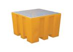 Manutan Expert - Bac de rétention plastique 1000L caillebotis galva - 4 fûts / 1 GRV - 1500 kg charge statique - Orange