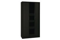 Manutan Expert - Armoire Métal Haute à Rideaux - H198cm L120cm Noir - 4 Tablettes 60kg/tablette - Serrure - M1