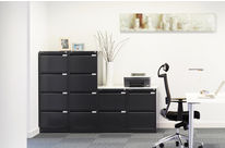 Armoire basse pour dossiers suspendus 2 rails 2 tiroirs noir