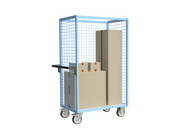 Servante grillagée 3 côtés, plateau bois, 1000 x 600 mm, 500 kg, FIMM