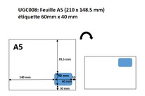 Feuille A5 avec étiquette colis,intégrée 60 x 40 mm