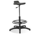 Nowy Styl - Chaise de laboratoire surélevée Worker - Polyuréthane Noir - Assis-debout 54.5-80cm - Repose-pieds