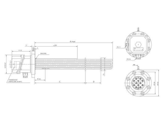 Thermoplongeurs sur bride DN80