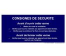 SECURITE INCENDIE - Affiche  VANNE GAZ avec consignes de remise en service de la vanne