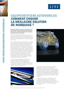 Livre Blanc LINX : Codage industriel Equipementiers