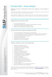 Catalogue Formation SEO Debutant