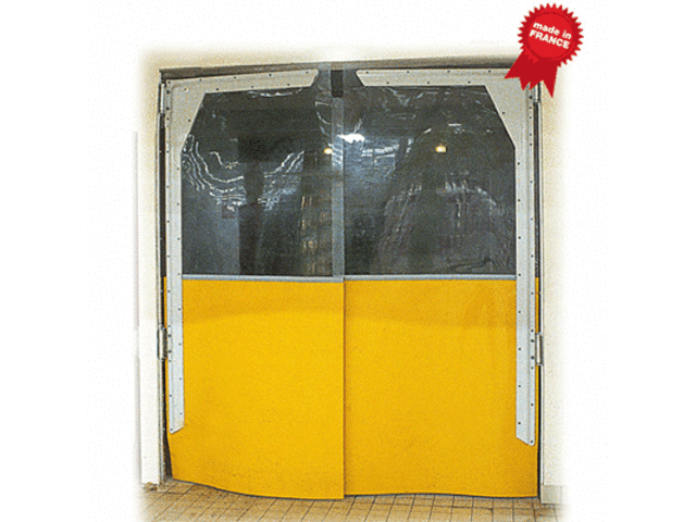 Portes souples bati polyester - partie haute transparente et basse opaque