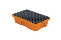 Manutan Expert - Bac de rétention plastique 30L Orange avec caillebotis Polypropylène - Résistant acides bases - Garantie 10 ans