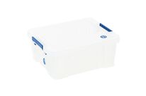 Manutan Expert - Bac de Rangement 24L Polypropylène Transparent avec Couvercle CLIP - Charge Max 50kg - Gerbage 10/1 - Idéal Atelier &amp;amp; Entrepôt