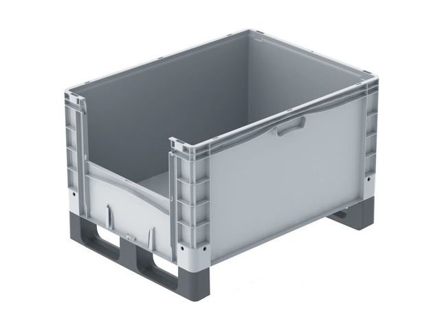 Bac plastique 800x600 x 520 mm norme Europe avec ouverture &amp; 2 semelles - basicline plus