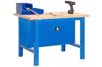 ETABLI PRO Bois Métal avec armoire métallique de rangement 865x1800x750mm gris 1 niveau agglo 800kg en kit