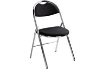 Chaise Pliante Tissu Noir - Piètement - Chrome