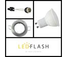 Kit spot LED GU10 5 watt (éq. 50 watt) - Douille GU10 domino - Support gris - Couleur éclairage - Blanc chaud 3000°K. Type Support - Carré orientable 84mm