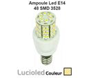 Ampoule à vis E14 12V/24V 360° 48 leds Blanc chaud