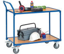 Chariot à plate-forme en bois 2 plateaux charge: 300 kg 1030x1130x600mm surface de charge (LxP): 1000x600mm structure bleu RAL 5007 et plate-forme hêtre stratifié - FETRA