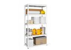 Etagère bois métal hauteur 180cm 5 tablettes agglo résistance 250Kg /tablette structure blanc