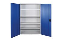 Armoire métal - Grise/Bleue 4 étagères - 195x120x45cm - Charge 60kg/tablette - Garantie 3 ans