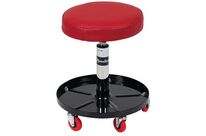 Manutan Expert - Tabouret de Monteur Réglable Rouge - Hauteur 420-550mm - PVC/Acier - Roulettes - Repose-pieds