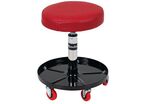 Manutan Expert - Tabouret de Monteur Réglable Rouge - Hauteur 420-550mm - PVC/Acier - Roulettes - Repose-pieds