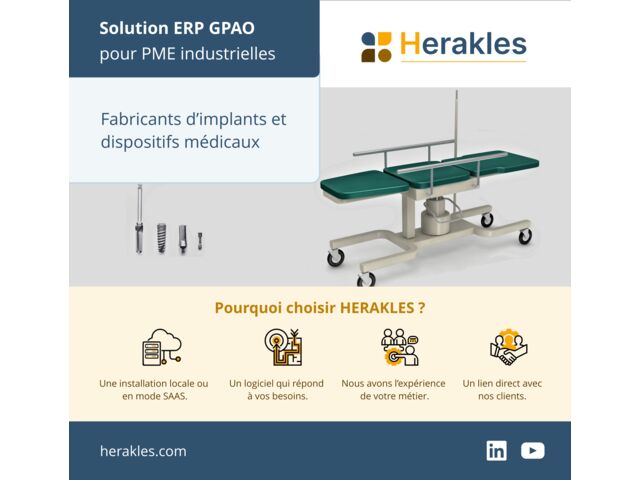 Logiciel ERP GPAO implants et dispositifs médicaux | HERAKLES