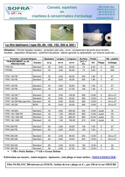 SOFRAFILM GAMME FILM BATIMENT PROTECTION M1 AGRICOLE