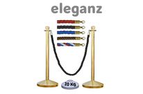 Lot de 2 Poteaux Dorés tête Cylindrique avec Corde Tressée 2M