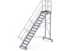 Altrex - Escalier à palier 14 marches 45° 60 - Aluminium - Charge 150kg - Hauteur 4.84m