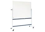 Manutan Expert - Tableau blanc pivotant horizontal 90x120 cm émaillé magnétique - 2 faces - Mobile - Gris Aluminium