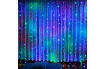 Rideau lumineux de porte 180LED IP44 90x180cm, 8 modes + timer - câble transparent -