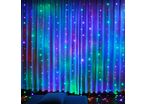 Rideau lumineux de porte 180LED IP44 90x180cm, 8 modes + timer - câble transparent -