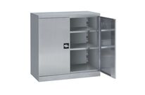 Caray - Armoire Basse Inox 2 Portes 2 Tablettes - L1000xP500xH1000mm - Charge 100kg/tablette - Meuble Atelier