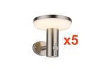 Pack de  5 - Applique Solaire LED Murale 4.4W IP44 Rond avec Détecteur Aluminium