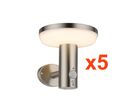 Pack de  5 - Applique Solaire LED Murale 4.4W IP44 Rond avec Détecteur Aluminium