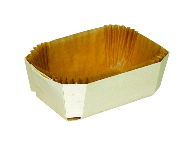 Barquette cuisson en bois 175X75XH40mm + feuille cuisson X400 Firplast