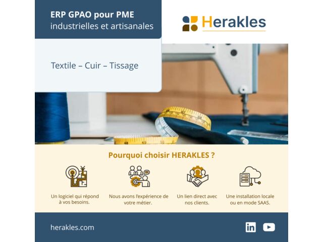 Logiciel ERP GPAO pour industrie textile - tissus - cuir | HERAKLES