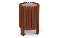 Corbeille de ville structure métal et lattes en bois tropical - Salou