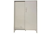 Armoire Mi-haute Reconditionnée - Ouverture Porte Coulissante - Grise