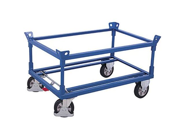 Variofit - Chariot Porte-Palettes Cadre Rehaussé - 1200 kg - Acier Bleu - Roulettes Caoutchouc Plein