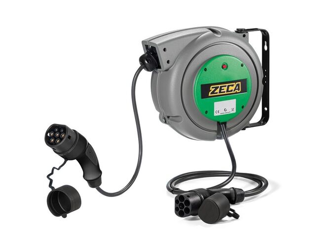 Enrouleur de câble pour véhicules électriques 5 m 3G2,5 mm² + 1X0,5 mm² Type d'entrée 2 / Type 2 Zeca EV3162