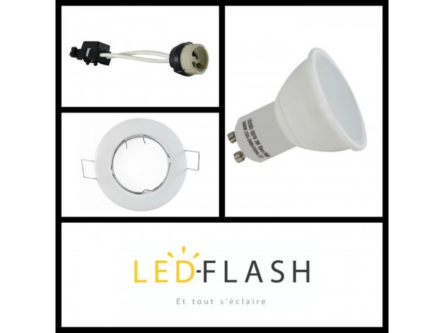 Spot LED GU10 + douille GU10 + Support